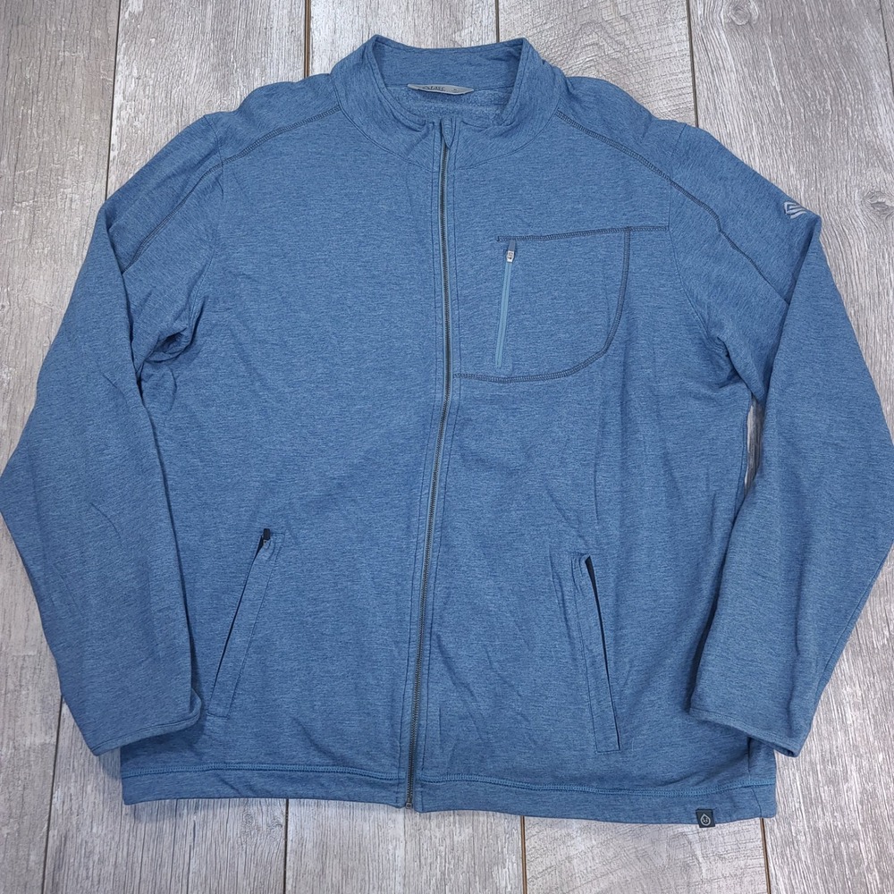 tasc Performance Full Zip Jacket Mens XL Blue Organic Cotton Bamboo Blend